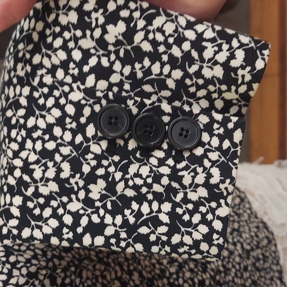 CHARTER CLUB Black and White Small Leaf Print One Buttoned Blazer - Picture 6 of 12